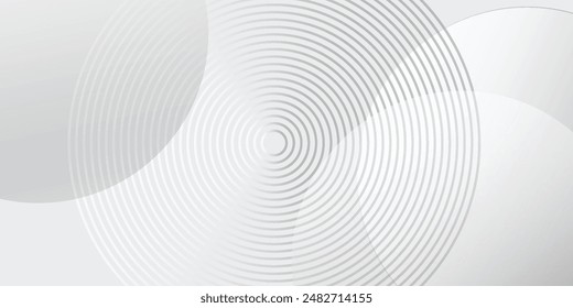 White geometric abstract background overlap layer on bright space with lines effect decoration. Modern graphic design element circles style concept for banner, modern vector arts