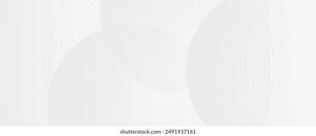 White geometric abstract background overlap layer on bright space with lines effect decoration. Modern graphic design element circles style concept for banner, modern vector arts