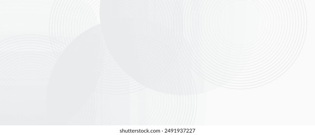 White geometric abstract background overlap layer on bright space with lines effect decoration. Modern graphic design element circles style concept for banner, modern vector arts