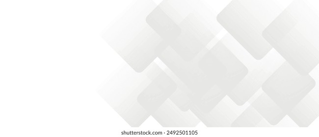 white geometric abstract background overlap layer on bright space with rounded rhomb effect decoration	