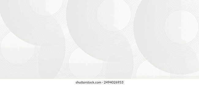 White geometric abstract background overlap layer on bright space with lines effect decoration. Modern graphic design element circles style concept for banner, modern vector arts