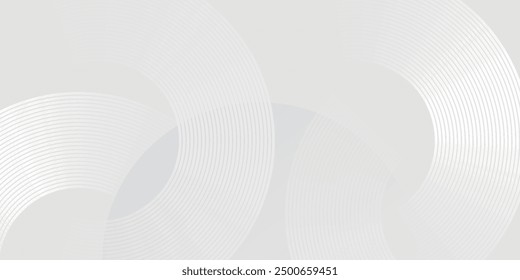 White geometric abstract background overlap layer on bright space with lines effect decoration. Modern graphic design element circles style concept for