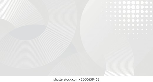 White geometric abstract background overlap layer on bright space with lines effect decoration. Modern graphic design element circles style concept for