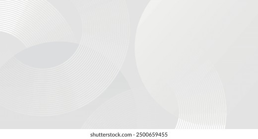 White geometric abstract background overlap layer on bright space with lines effect decoration. Modern graphic design element circles style concept for