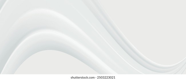 white geometric abstract background overlap layer on bright space with waves decoration. Minimalist modern graphic design element cutout style concept for banner, flyer, card, or brochure cover