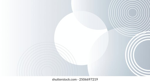 White geometric abstract background overlap layer on bright space with lines effect decoration. Modern graphic design element circles