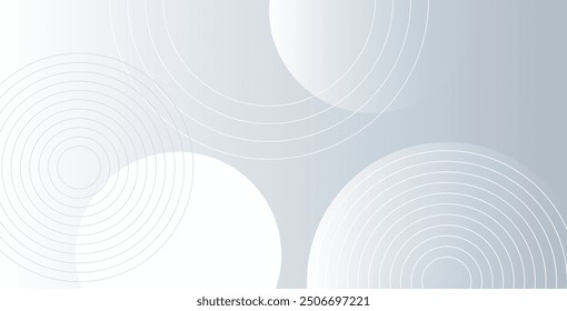 White geometric abstract background overlap layer on bright space with lines effect decoration. Modern graphic design element circles