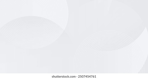 White geometric abstract background overlap layer on bright space with lines effect decoration. Modern graphic design element circles style concept for banner.