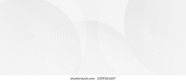 White geometric abstract background overlap layer on bright space with lines effect decoration. Modern graphic design element circles style concept for banner.