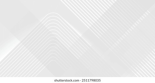 White geometric abstract background overlap layer on bright space with lines effect decoration. Modern graphic design element circles style concept for banner.