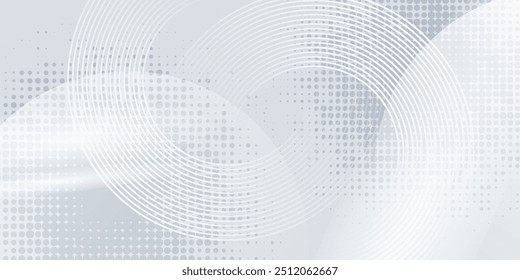 White geometric abstract background overlap layer on bright space with lines effect decoration. Modern graphic design element circles style concept  background abstract