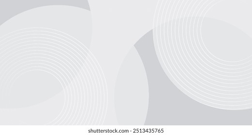 White geometric abstract background overlap layer on bright space with lines effect decoration. Modern graphic design element circles style concept for