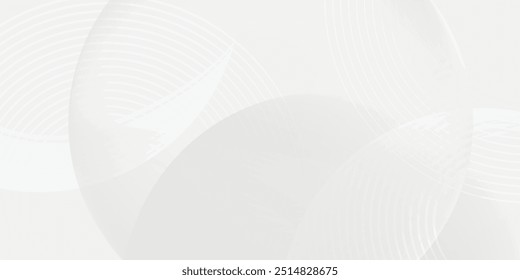 White geometric abstract background overlap layer on bright space with lines effect decoration. Modern graphic design element circles style concept for