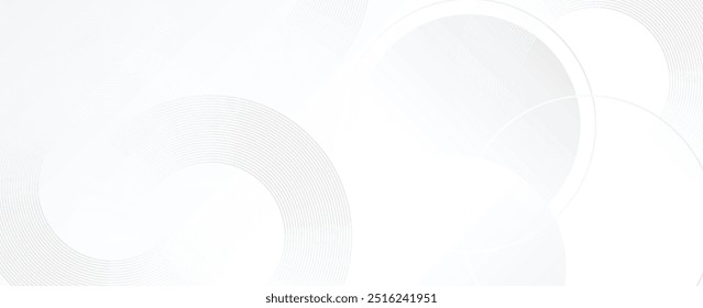White geometric abstract background overlap layer on bright space with lines effect decoration. Modern graphic design element circles style concept for banner.. Vector EPS 10