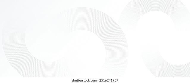 White geometric abstract background overlap layer on bright space with lines effect decoration. Modern graphic design element circles style concept for banner.. Vector Illustration