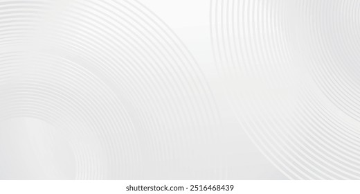 White geometric abstract background overlap layer on bright space with lines effect decoration. Modern graphic design element circles style concept for