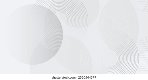 White geometric abstract background overlap layer on bright space with lines effect decoration. Modern graphic design element circles style concept for