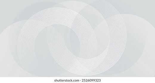 White geometric abstract background overlap layer on bright space with lines effect decoration. Modern graphic design element circles style concept for