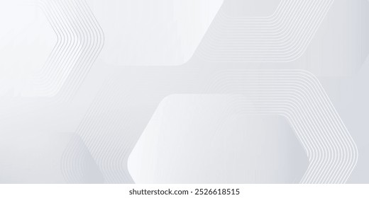 El fondo abstracto geométrico blanco se superpone en el espacio brillante con la decoración del efecto de las líneas. Concepto moderno del estilo de los hexágonos del elemento de Diseño gráfico para el Anuncio, el volante, la tarjeta, la cubierta, o el folleto