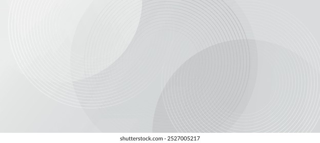 Weiße geometrische abstrakte Hintergrund Überlappungsschicht auf hellen Raum mit Linien Effekt Dekoration. Modernes grafisches Design Element Kreise Stil Konzept für