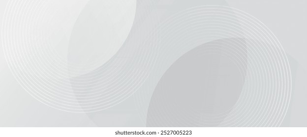 White geometric abstract background overlap layer on bright space with lines effect decoration. Modern graphic design element circles style concept for