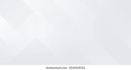 O plano de fundo abstrato geométrico branco sobrepõe a camada no espaço brilhante com a decoração de efeito de linhas. Design gráfico moderno circula o conceito de estilo para banner.