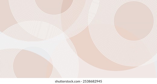 White geometric abstract background overlap layer on bright space with lines effect decoration. Modern graphic design element circles style concept for banner.