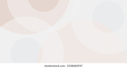 El fondo abstracto geométrico blanco se superpone en el espacio brillante con la decoración del efecto de las líneas. Concepto moderno del estilo de los círculos del elemento del Diseño gráfico para el Anuncio.