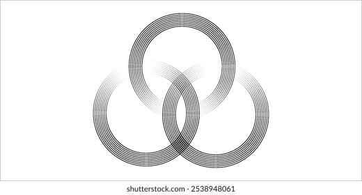 White geometric abstract background overlap layer on bright space with lines effect decoration. Modern graphic design element circles style concept for banner,