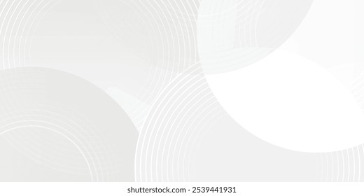 White geometric abstract background overlap layer on bright space with lines effect decoration. Modern graphic design element circles style concept