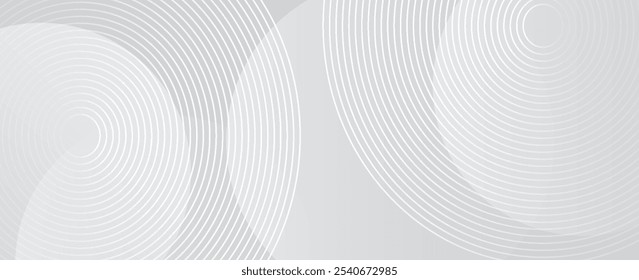 El fondo abstracto geométrico blanco se superpone en el espacio brillante con la decoración del efecto de las líneas. Concepto moderno del estilo de los círculos del elemento del Diseño gráfico para el Anuncio.