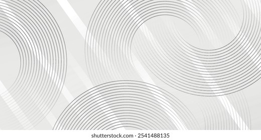 White geometric abstract background overlap layer on bright space with lines effect decoration. Modern graphic design element circles style concept for banner. eps 10