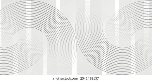 O plano de fundo abstrato geométrico branco sobrepõe a camada no espaço brilhante com a decoração de efeito de linhas. Design gráfico moderno círculos conceito de estilo para banner. eps 10