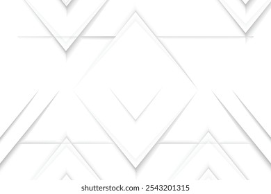 white geometric abstract background overlap layer on bright space with rounded rhomb effect decoration