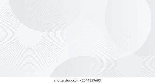 White geometric abstract background overlap layer on bright space with lines effect decoration. Modern graphic design element circles style concept for banner, modern vector arts