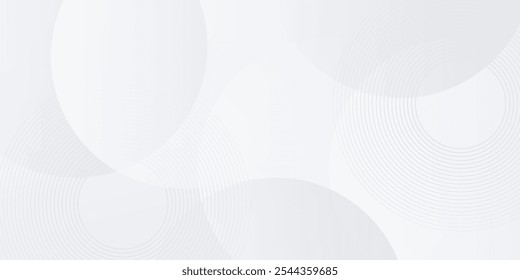 White geometric abstract background overlap layer on bright space with lines effect decoration. Modern graphic design element circles style concept for banner, modern vector arts