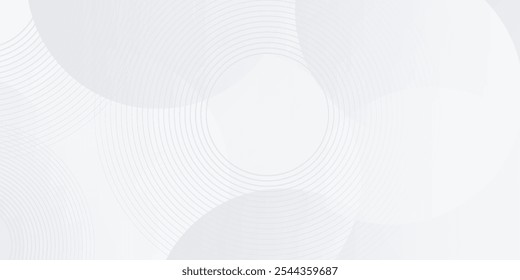 White geometric abstract background overlap layer on bright space with lines effect decoration. Modern graphic design element circles style concept for banner, modern vector arts