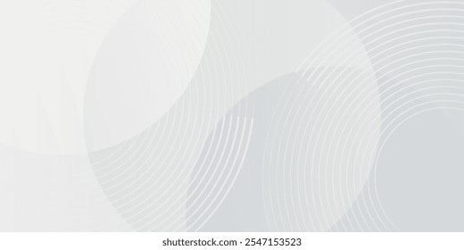 White geometric abstract background overlap layer on bright space with lines effect decoration. Modern graphic design element circles style concept for