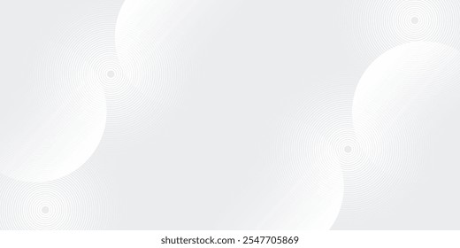 White geometric abstract background overlap layer on bright space with lines effect decoration. Modern graphic design element circles style concept for banner