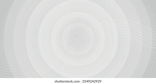 White geometric abstract background overlap layer on bright space with lines effect decoration. Modern graphic design element circles style concept for banner.
