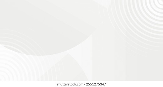 O plano de fundo abstrato geométrico branco sobrepõe a camada no espaço brilhante com a decoração de efeito de linhas. Conceito de estilo de círculos de elementos de design gráfico moderno para ilustração de banner. vetor