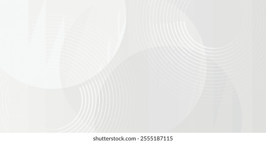 White geometric abstract background overlap layer on bright space with lines effect decoration. Modern graphic design element circles style concept for.eps10