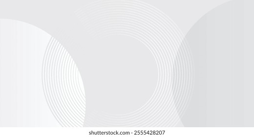 White geometric abstract background overlap layer on bright space with lines effect decoration. Modern graphic design element circles style concept for banner, modern vector Illustration