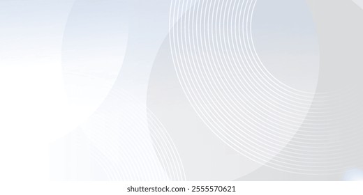 White geometric abstract background overlap layer on bright space with lines effect decoration. Modern graphic design element circles style concept for banner.