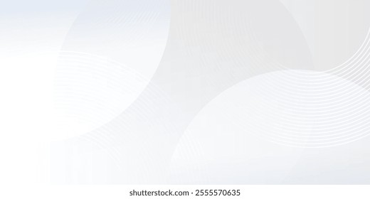 White geometric abstract background overlap layer on bright space with lines effect decoration. Modern graphic design element circles style concept for banner.