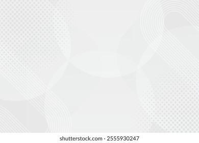 White geometric abstract background overlap layer on bright space with lines effect decoration. Modern graphic design element circles style concept for banner.