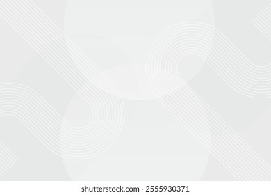 White geometric abstract background overlap layer on bright space with lines effect decoration. Modern graphic design element circles style concept for banner.