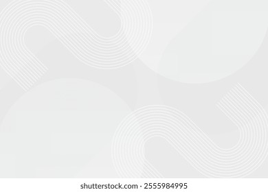 White geometric abstract background overlap layer on bright space with lines effect decoration. Modern graphic design element circles style concept for banner.