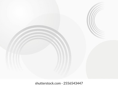 White geometric abstract background overlap layer on bright space with lines effect decoration. Modern graphic design element circles style concept for banner.