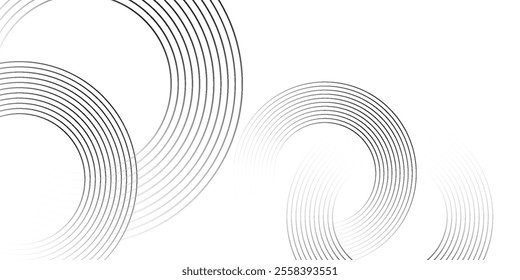 White geometric abstract background overlap layer on bright space with lines effect decoration. Modern graphic design element circles style concept for banner,